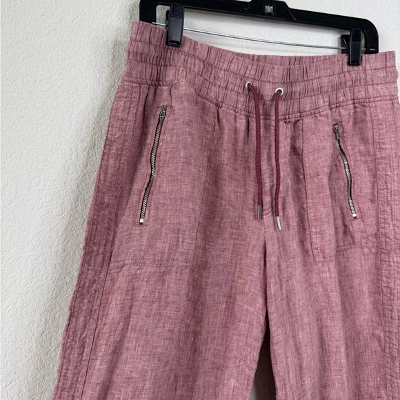 Athleta 100% Linen Cabo Wide Leg Pants Women’s Sz 12 Mauve Pink Beachy Preppy - Picture 3 of 7
